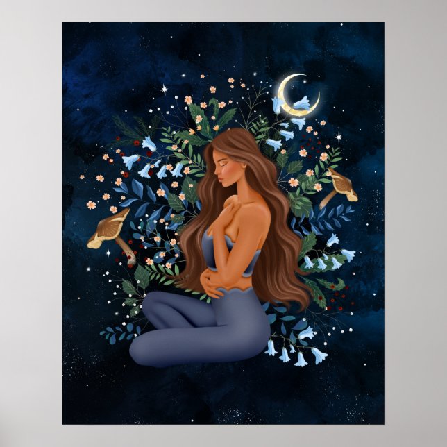 Meditation Yoga Pose Print Bild Poster väggkonst (Framsidan)