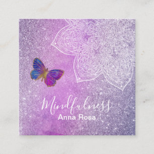 ** Meditation . Yoga Reik Mandala Butterfly Fyrkantigt Visitkort