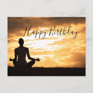 Meditation Yoga siluett Glad födelsedag-kort Vykort
