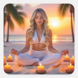 MEDITATION - YOGA - VÄLBEFINNANDE - CARPE DIEM FYRKANTIGT KLISTERMÄRKE