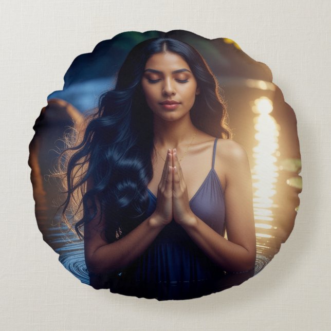 MEDITATION - YOGA - VÄLBEFINNANDE - CARPE DIEM RUND KUDDE (Framsidan)
