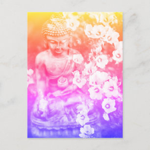*~* Meditation Zen Buddha Meditate Blommigt Bold Vykort