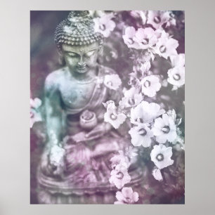 *~* Meditation Zen Buddha Meditate Blommigt Lavend Poster