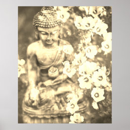 *~* Meditation Zen Buddha Meditate Flowers Guld Poster