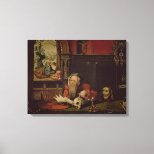Meditationen av St Jerome (olja på panel) Canvastryck