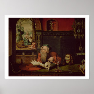 Meditationen av St Jerome (olja på panel) Poster