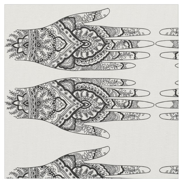 Meditationen inspirerade Mehndi räcker tyg (Närbild)