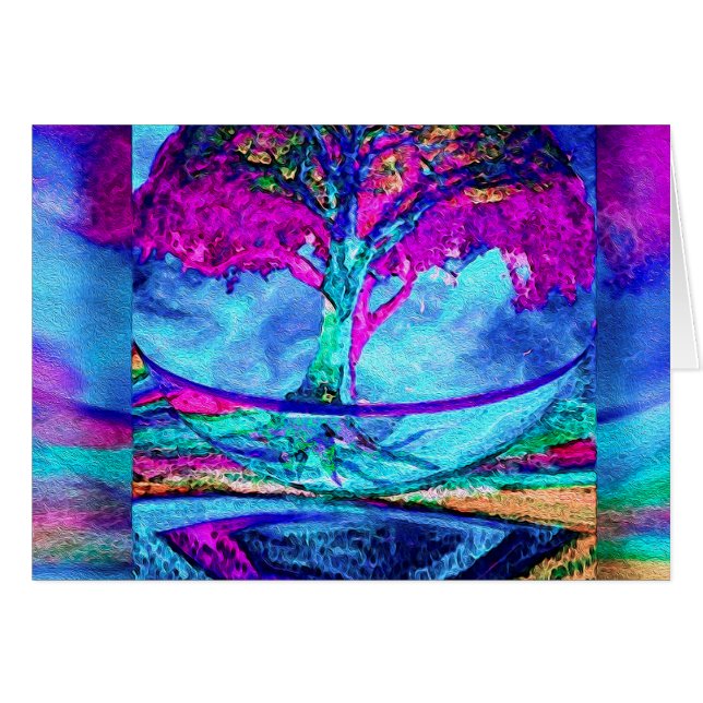 Meditationlivets träd i lilor OBS kort (Framsidan Horizontal)