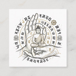 Meditations-Buddha Andlig Väggkonst Hem Dekoration Fyrkantigt Visitkort