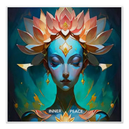 MEDITATIONS LOTUS GUDINNA ANDLIG KONST POSTER PERFECT POSTER