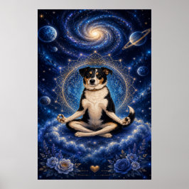 Meditations Tricolor Hund Kosmisk Zen Yoga Mandala Poster