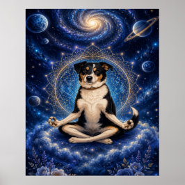 Meditations Tricolor Hund Kosmisk Zen Yoga Mandala Poster