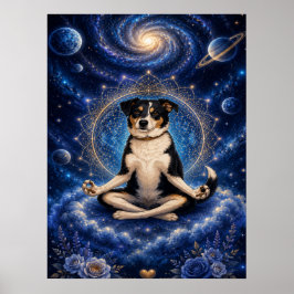 Meditations Tricolor Hund Kosmisk Zen Yoga Mandala Poster
