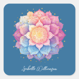 Meditationsblomma Mandala Holistisk Metafysisk Fyrkantigt Klistermärke