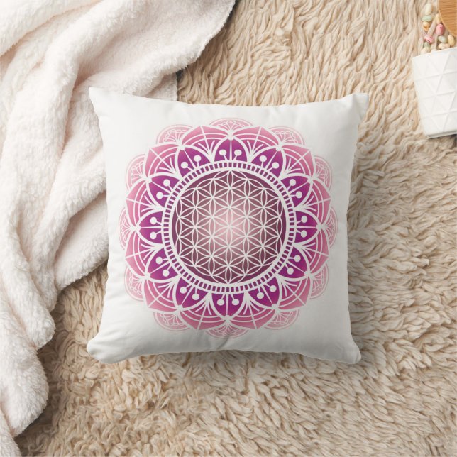 Meditationsdyna Mandala livets blomma rosa Kudde (Filt)
