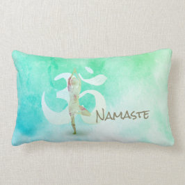 Meditationsföreläsare Watercolor Yoga Pose Om-teck Lumbarkudde