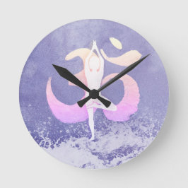 Meditationsföreläsare Yoga Pose Om Sign Väldigt Pe Rund Klocka