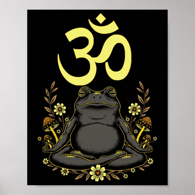 Meditationsgroda Aum Zen Mindfulness Andlig Stuga Poster (Framsidan)