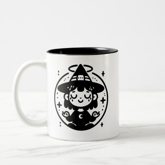 Meditationshäxa Cirkel Halloween Mugg | Tvåsidig  (Vänster)