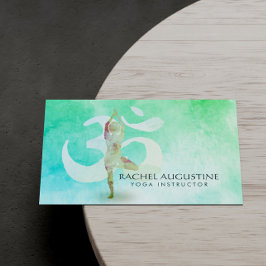 Meditationsinstruktör Akvarell Yoga Pose Om-tecken Visitkort