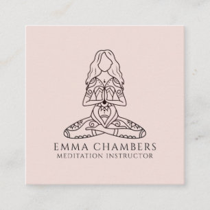 Meditationsinstruktor Lotus Pose Rosa Fyrkantigt Visitkort