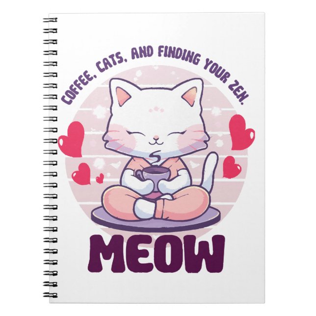 Meditationskatt  - Kawaii katt  Anteckningsbok (Framsidan)