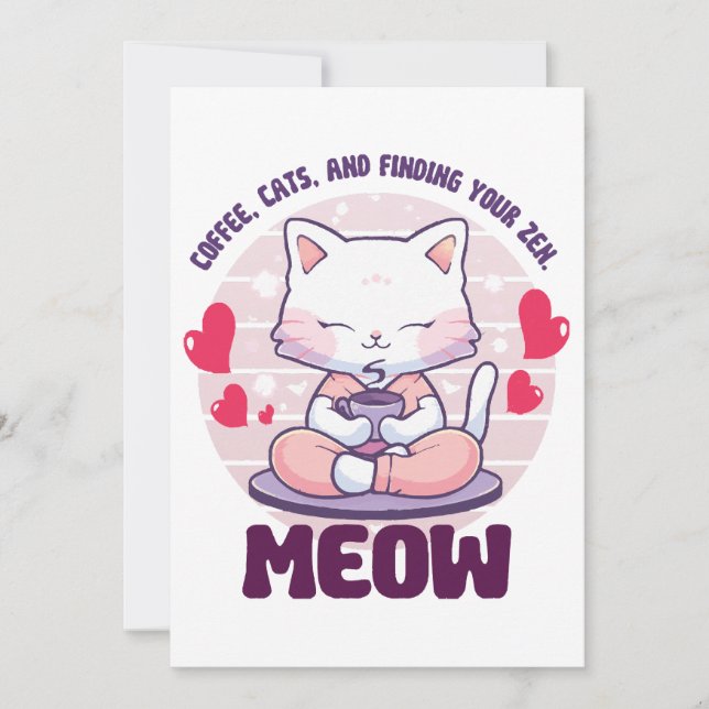Meditationskatt  - Kawaii katt  Inbjudningar (Framsida)