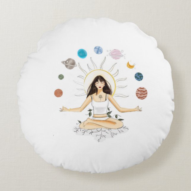 Meditationskonst Rund Kudde (Framsidan)