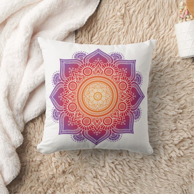 Meditationskudden varm färg mandala kudde (Filt)