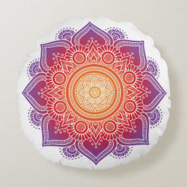 Meditationskudden varm färg mandala rund kudde