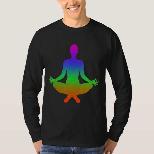 Meditationsskuggor i Regnbåge Färg T Shirt (Framsida)