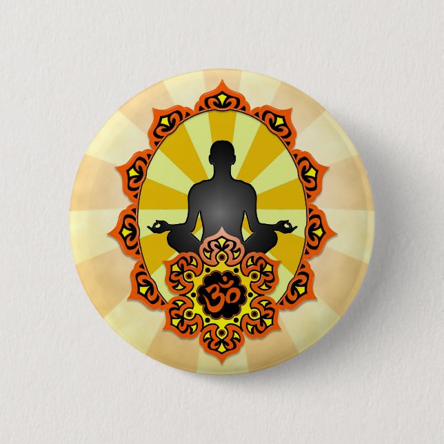 MeditationYoga Aum, orange och gult Knapp (Framsida)