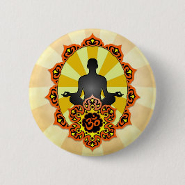 MeditationYoga Aum, orange och gult Knapp