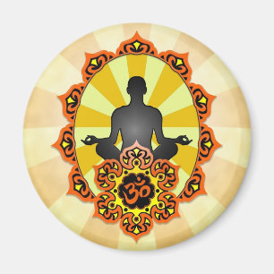 MeditationYoga Aum, orange och gult Magnet