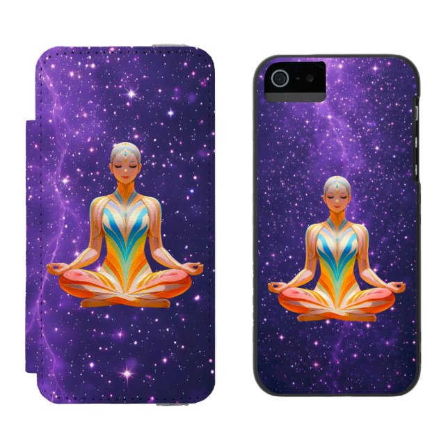 Meditativ kvinna - Mystical Galaxy Incipio iPhone Wallet Skal (Sida vid Sida)