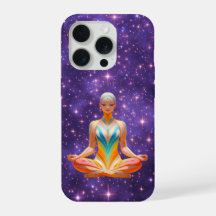 Meditativ kvinna och svält lila himmel