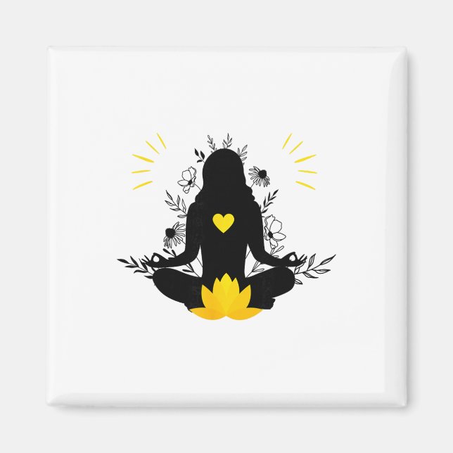 Meditativ kvinna Yoga Andlighet Mindfulness Ärt Magnet (Framsidan)