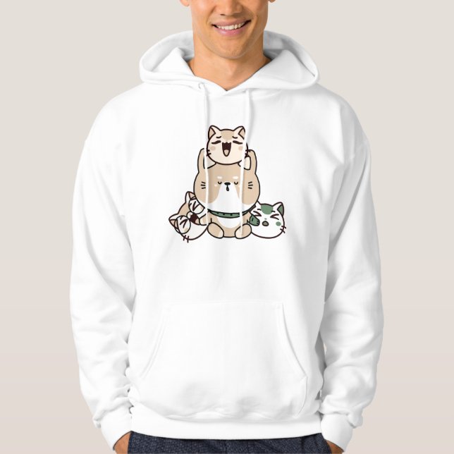 Meditativ Zen-Katt med Handprotes Hoodie (Framsida)