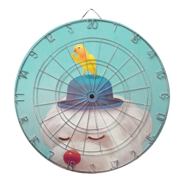Meditative Clown Hund Porträtt Darttavla (Framsidan)