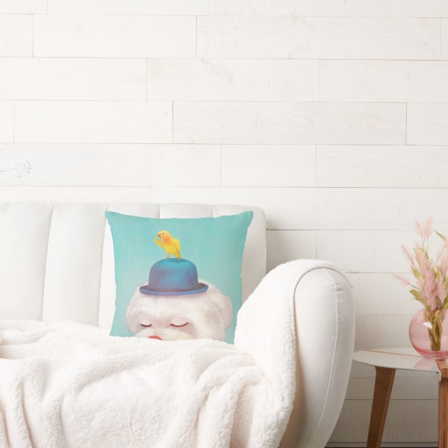 Meditative Clown Hund Porträtt Kudde (Soffa)