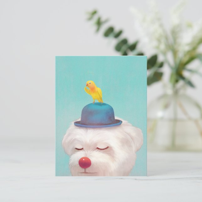 Meditative Clown Hund Porträtt Meddelande Vykort (Stående Fram)