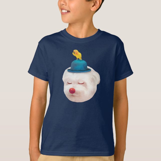 Meditative Clown Hund Porträtt T Shirt (Framsida)