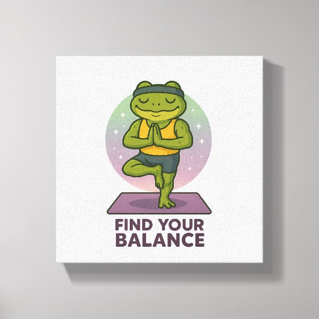 Meditative Frog Art - Hitta din balans Poster" Canvastryck (Framsida)