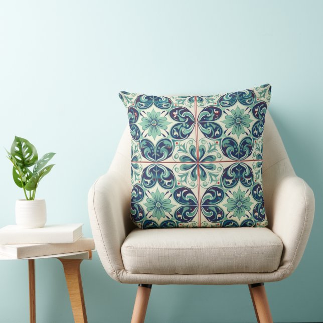 Meditative Mönster: Azulejo Tranquilitet Kudde (Stol)