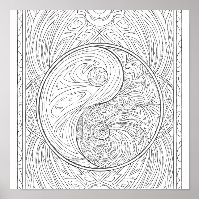 Meditative Pattern Art: Sacred Geometry Yin Yang Poster (Framsidan)