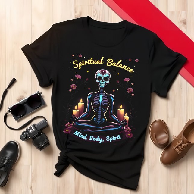 Meditative Skeleton Mind Body Spirit T Shirt (Skapare uppladdad)