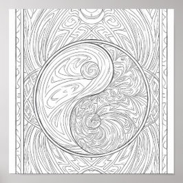 Meditativt mönsterkonst: Yin Yang-helig geometri Poster