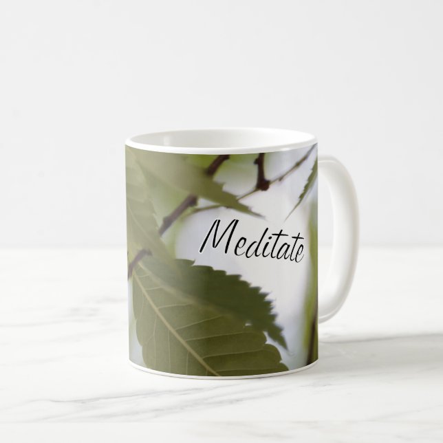Méditer sur la nature vert jardin feuille belle kaffemugg (Framsida höger)