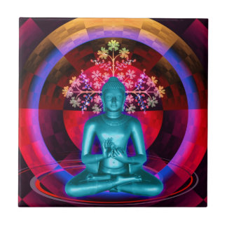 Meditera blått Buddha belägga med tegel Kakelplatta