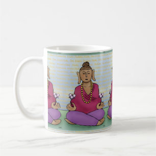 Meditera Buddha med blommor på Mugg